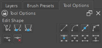 Krita: Opções da Ferramenta de Edição das Formas