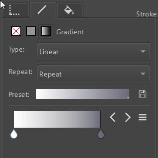 Krita: Opções Ferramenta de Seleção de Formas - Traço, Gradiente